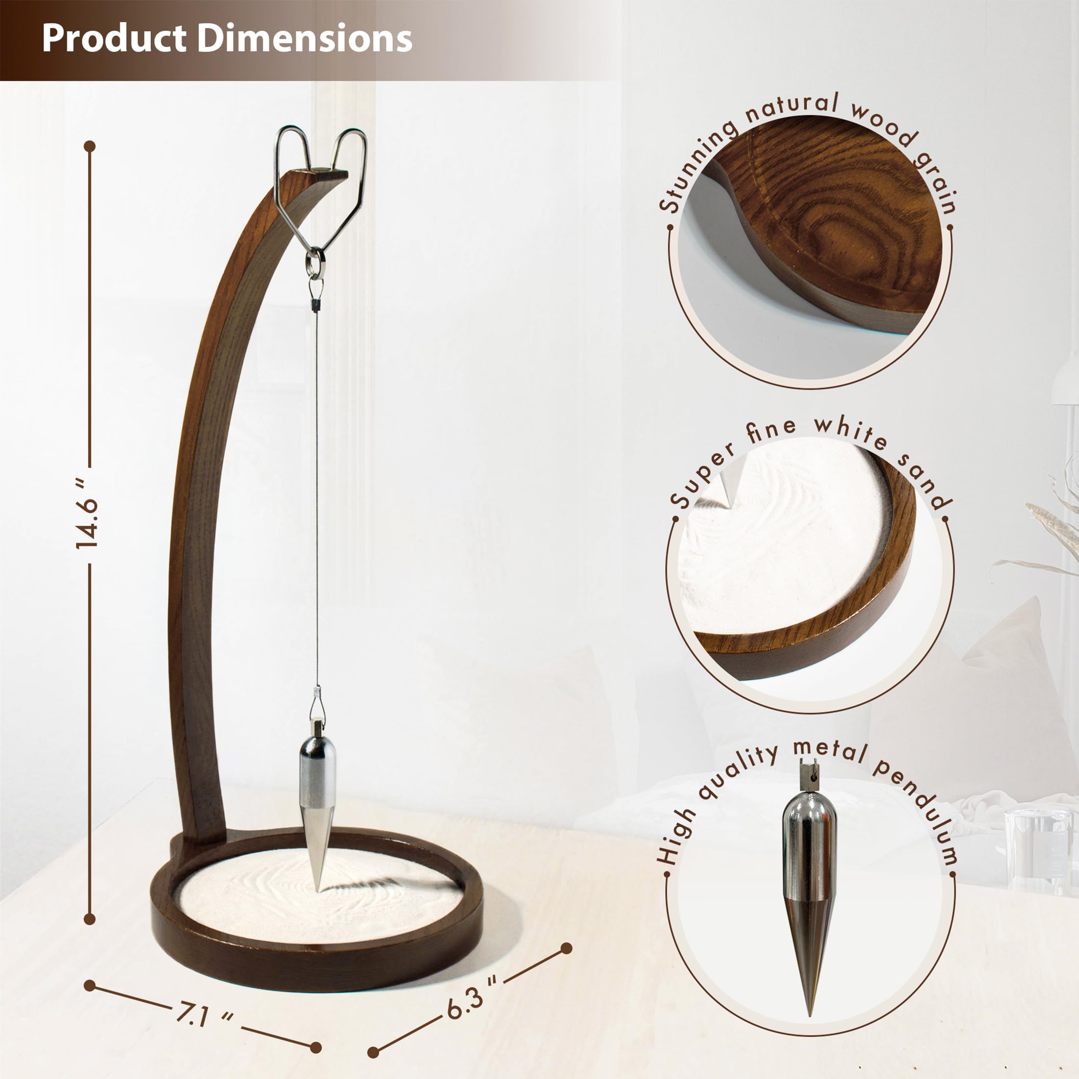Kihomi Wooden Sand Pendulum for Desk | Creative Swinging Sand
